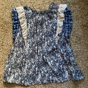 House Of Harlow 1960 Shirt Women's Blue Sleeveless Ruffled Size Large